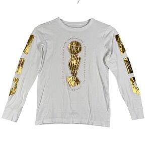 Air Jordan T-Shirt White Gold HBR Trophy Graphic‎ Basketball Boys Size Large